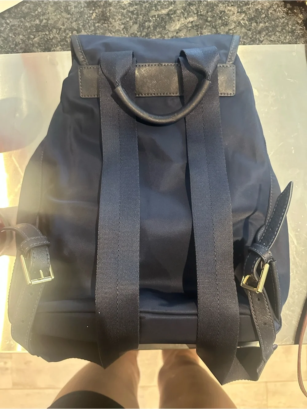 Tory Burch Navy Blue Logo Backpack